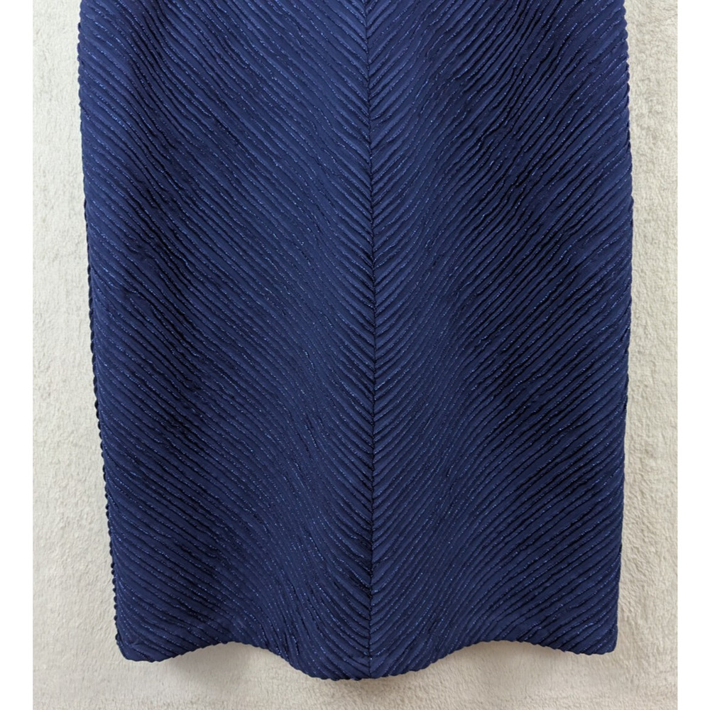 New Eliza J sz 8 Halter Sheath Dress blue shiny sleeveless textured stretch 1534 - Picture 3 of 6